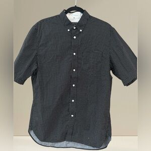 rag & bone Black Short-Sleeve Button-Down with White Micro Dot Print